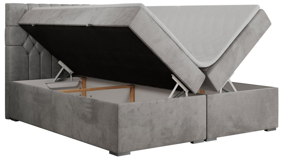 BOXBETT PERA 120/200 Hellgrau Velvet - H4 - Hellgrau, Holz/Textil (120/200cm) - MKS