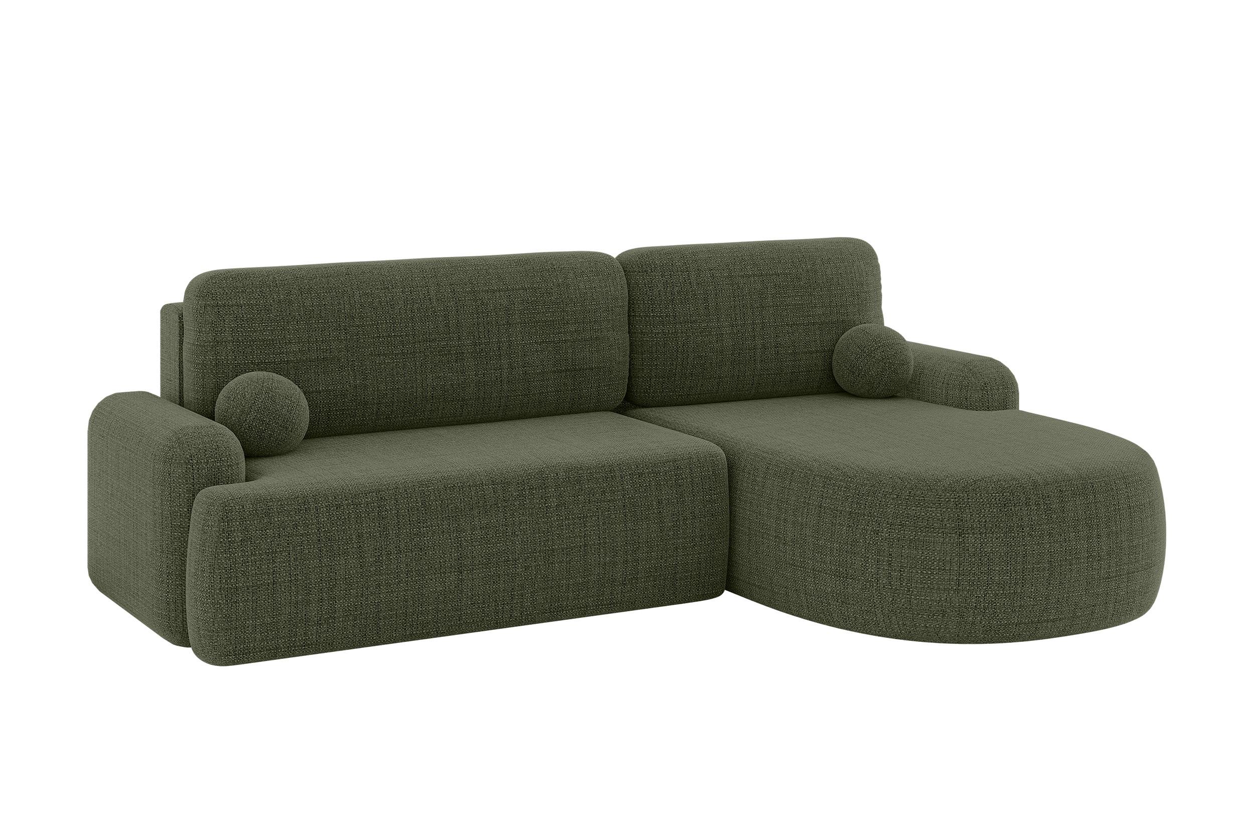 ECKSOFA mit Schlaffunktion und Bettkasten LIRA-L - 264x172x89 Grün - Grün, Holzwerkstoff/Textil (172/264cm) - ALTDECOR