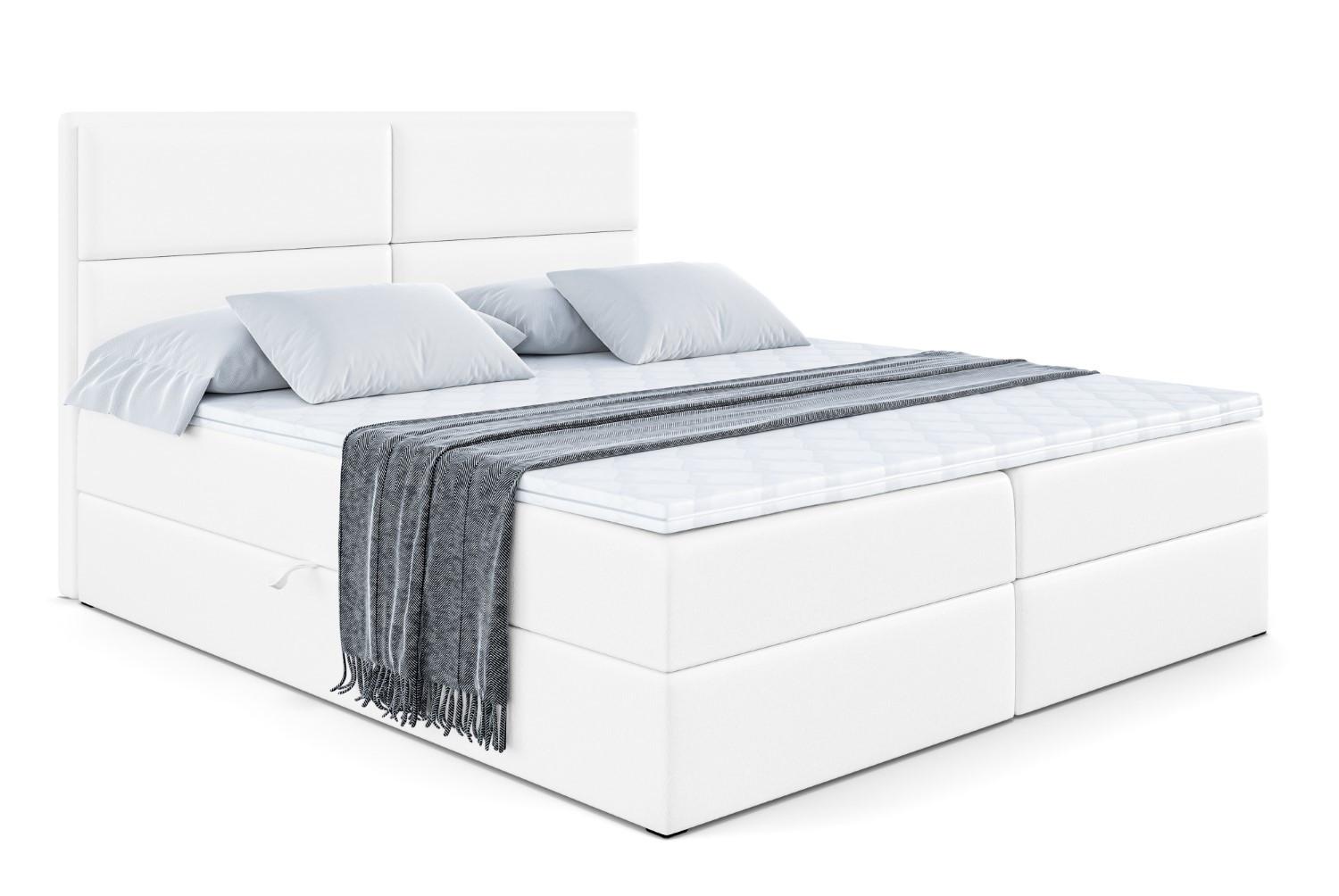 BOXBETT mit Matratze H4 und Lattenrost - AURA - 140x200 - H4 - Weiß Hochglanz - Weiß Hochglanz, Holzwerkstoff (140/200cm) - ALTDECOR