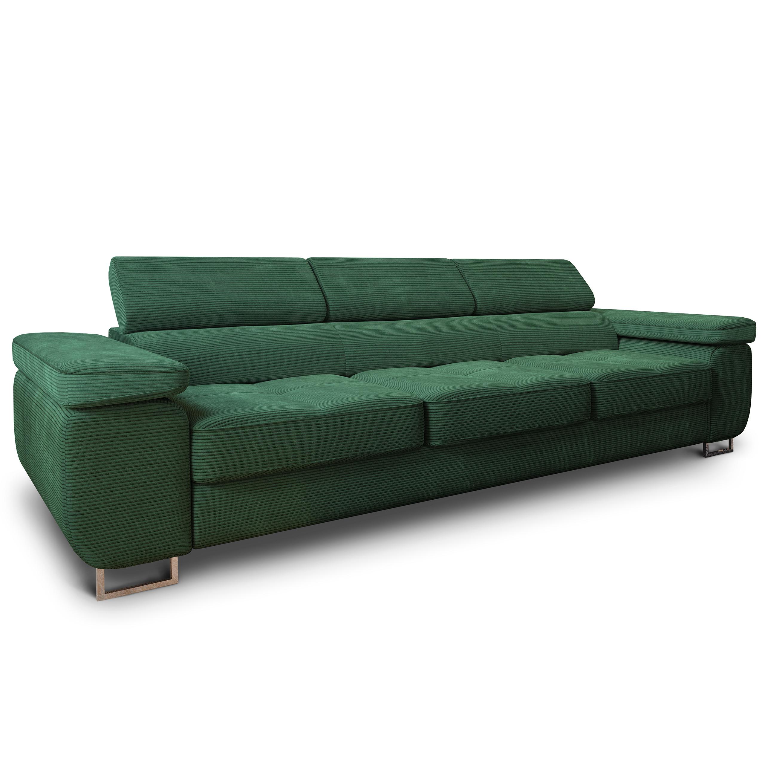 BETTSOFA MOSINE Grün Kordstoff mit Schlaffunktion - Grün, Textil (281/87/98cm) - MASSENO