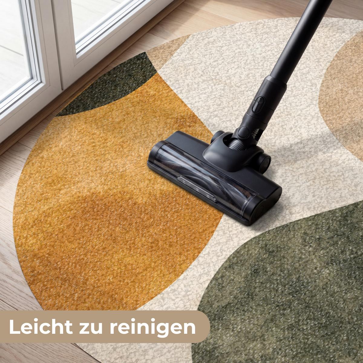 FUSSMATTE Formen - Ockergelb - Abstrakt Flurteppich 120x120 cm - Multicolor, Kunststoff (120/0.4cm) - MuchoWow