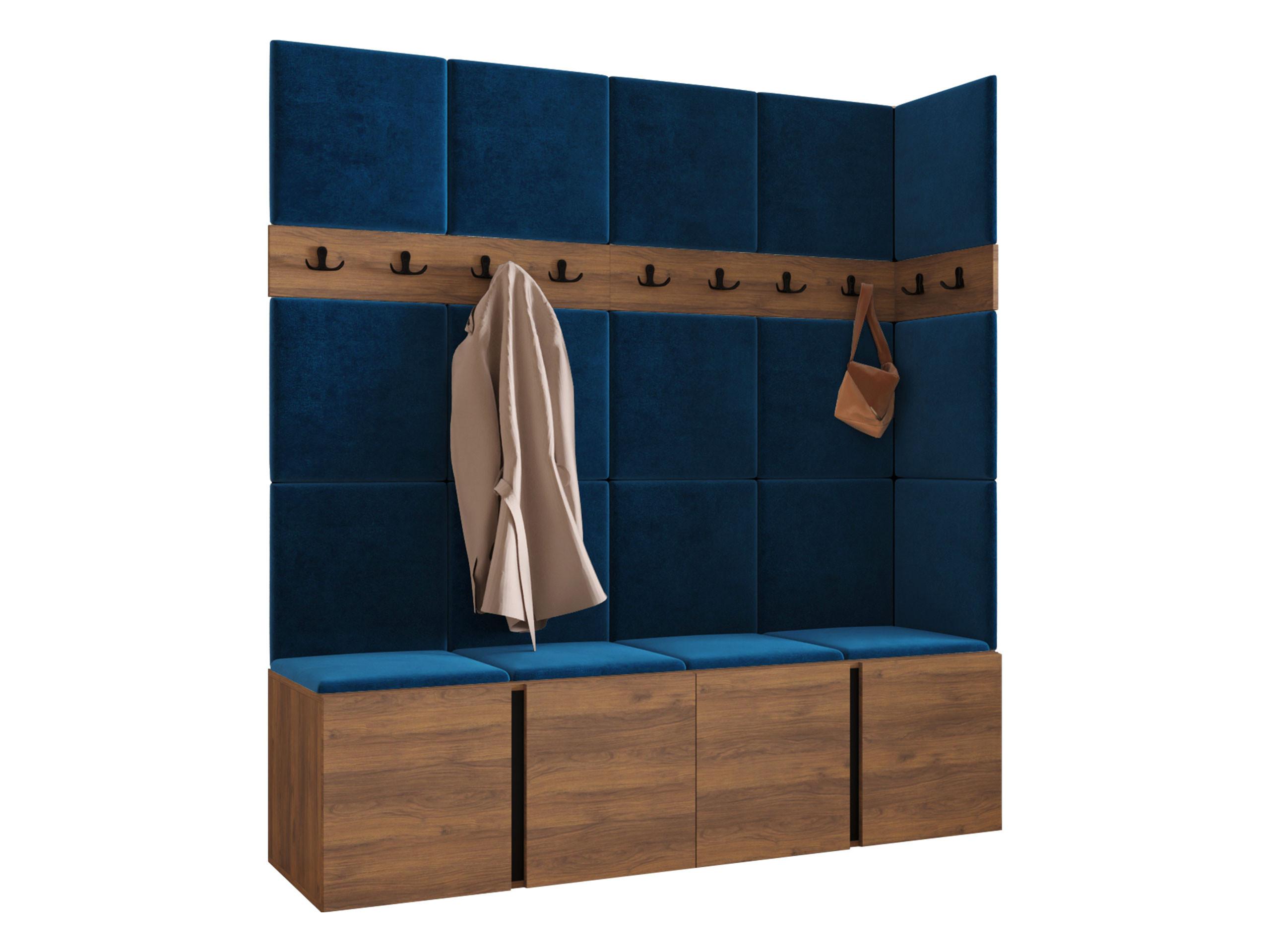 GARDEROBEN-SET Orion II - Blau/Nussbaumfarben, Holzwerkstoff/Kunststoff (168/186/46cm) - MIRJAN24