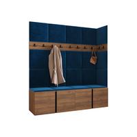 GARDEROBEN-SET Orion II - Blau/Nussbaumfarben, Holzwerkstoff/Kunststoff (168/186/46cm) - MIRJAN24