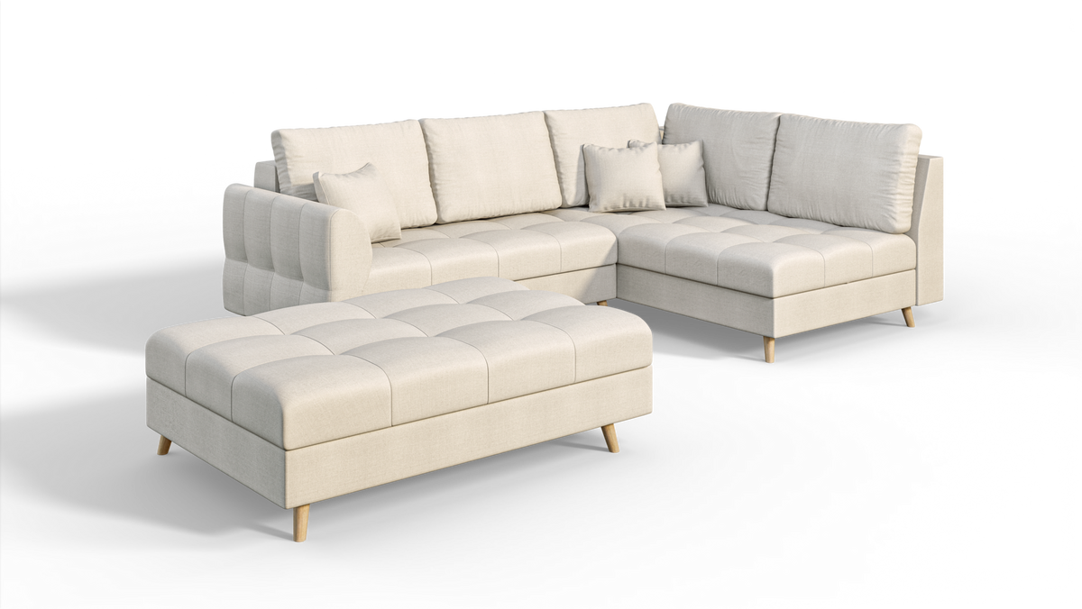 HOCKER Lorine Mikrofaser Ecru - Ecru, Textil (118/40/73cm) - S-Style Möbel