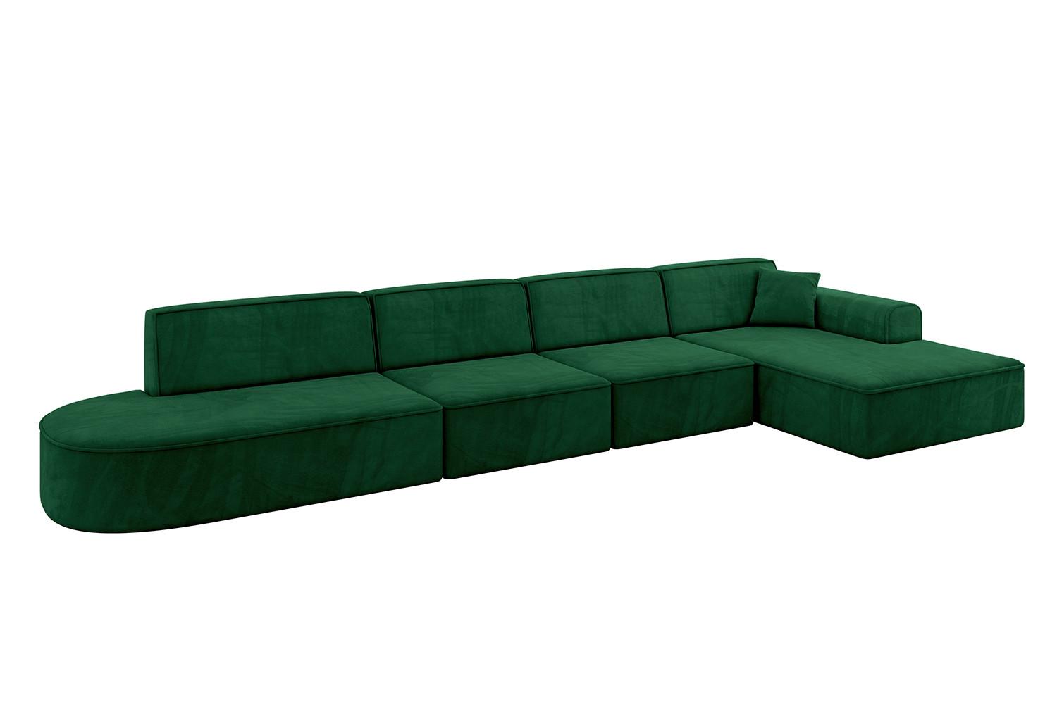 ECKSOFA Ottomane Rechts IREA-L3-v3 - 413x171x79 cm Grün - Grün, Holzwerkstoff/Textil (171/413cm) - ALTDECOR