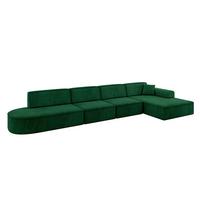 ECKSOFA Ottomane Rechts IREA-L3-v3 - 413x171x79 cm Grün - Grün, Holzwerkstoff/Textil (171/413cm) - ALTDECOR
