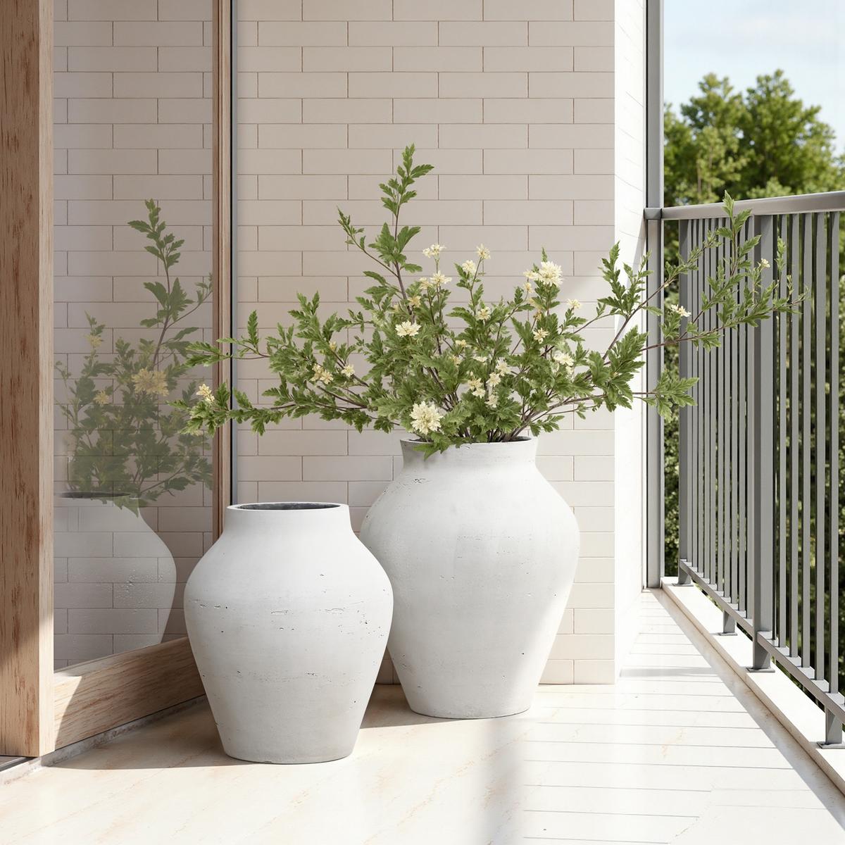 VASE Alba, 40 cm Hoch - Weiß, Naturmaterialien (40cm) - Hometopia