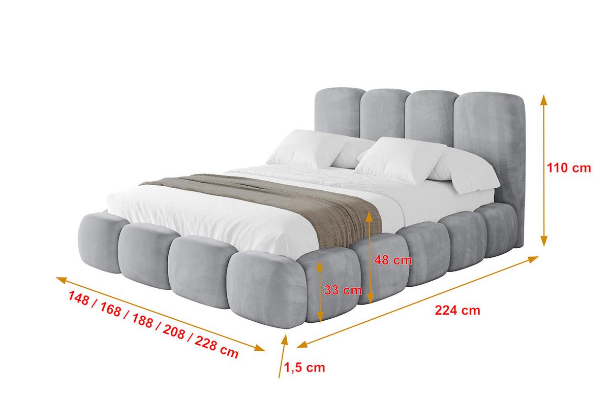 POLSTERBETT mit Bettkasten und Lattenrost, Boxbett ohne Matratze - KALA 120x200 Hellgrau - Hellgrau, Holzwerkstoff/Textil (120/200cm) - ALTDECOR