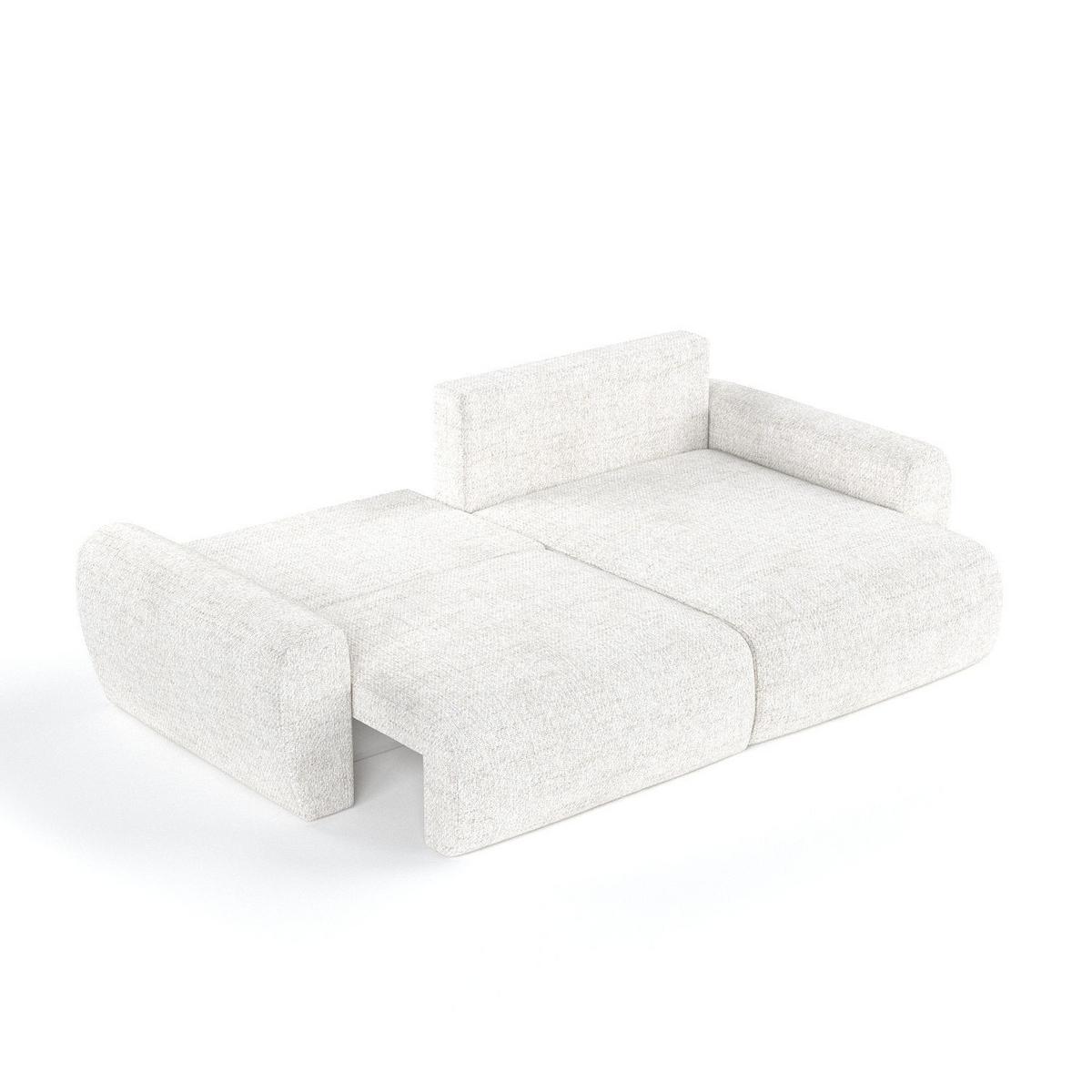 ECKSOFA OMARI mit Schlaffunktion Creme im Neve Stoff - Creme/Schwarz, Holz/Holzwerkstoff (253/153cm) - AltaBeds