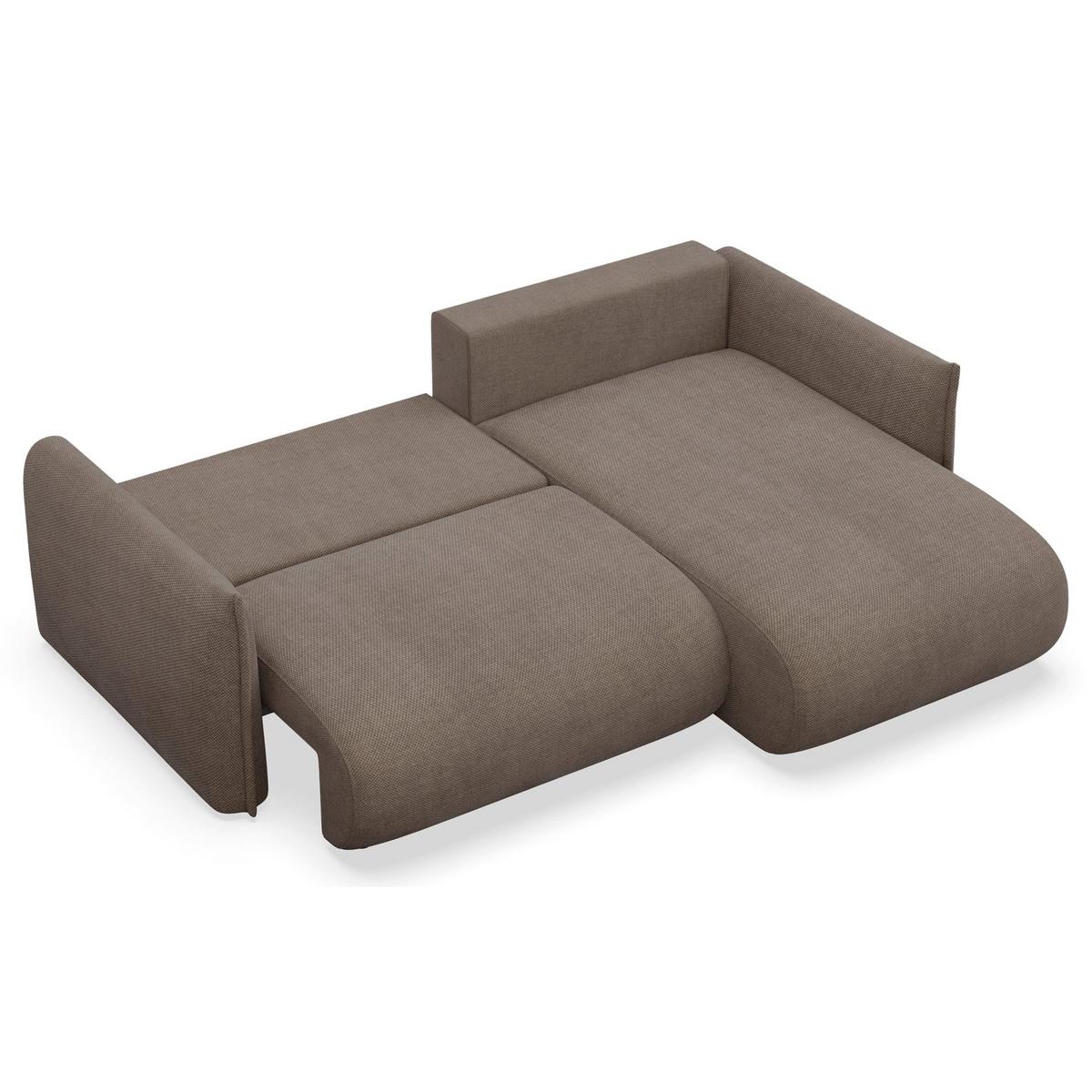 ECKSOFA Cushi Hellbraun-Chenille - Hellbraun/Schwarz, Kunststoff/Textil (183/252cm) - Selsey