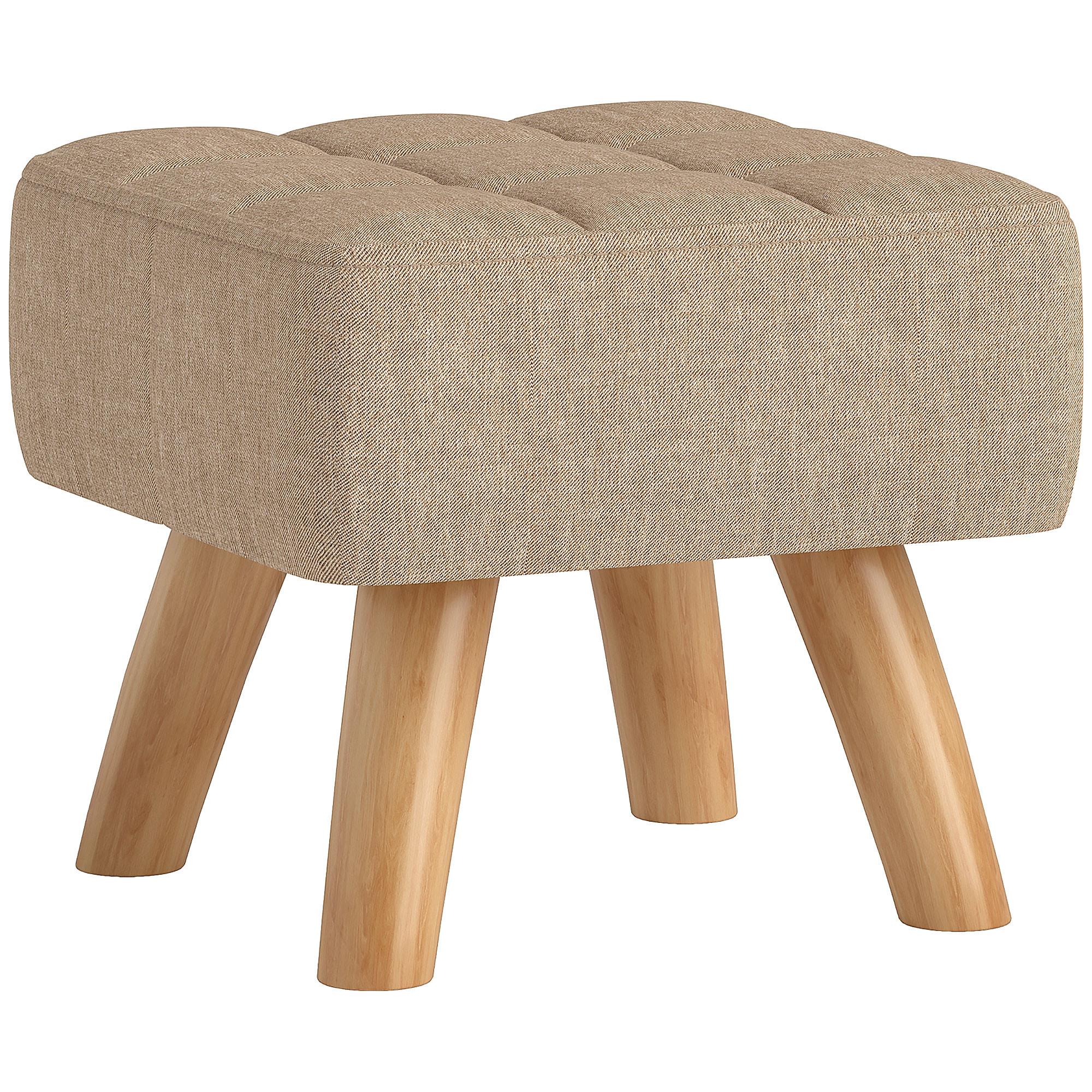 FUSSHOCKER Hocker Moderner Sitzhocker mit Leinenoptik, Holzbeine, Braun - Braun, Kunststoff (27/26/27cm) - HOMCOM