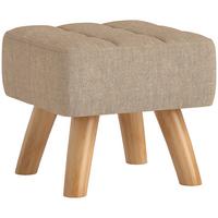 FUSSHOCKER Hocker Moderner Sitzhocker mit Leinenoptik, Holzbeine, Braun - Braun, Kunststoff (27/26/27cm) - HOMCOM