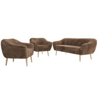 SITZGARNITUR PIRS 3+1+1 - Braun Cord - Holzbeine - Buchefarben/Braun, Holzwerkstoff/Textil (180/75/74cm) - MKS