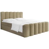 BOXBETT Serenity mit Bettkasten, Hell-Olivgrün Chenille 120x200 cm – inkl. H4 Taschenfederkern Matratze & Foam Topper - Schwarz/Olivgrün, Holz/Holzwerkstoff (120/200cm) - WFL GROUP