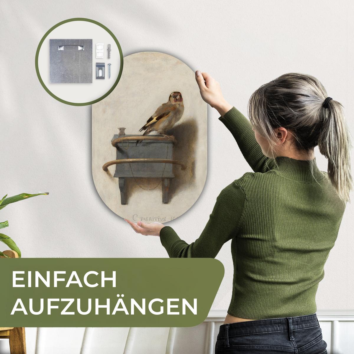 WANDBILD Stieglitz - Alter Meister - Carel Fabritius Deko Wohnzimmer 40x60 cm - Grau, Kunststoff (40/60cm) - MuchoWow
