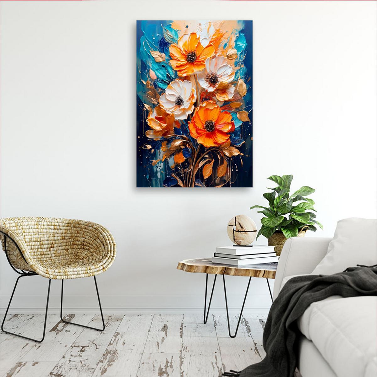 LEINWANDBILD Blumen 70x100cm - Orange, Textil (70/100cm) - Feeby