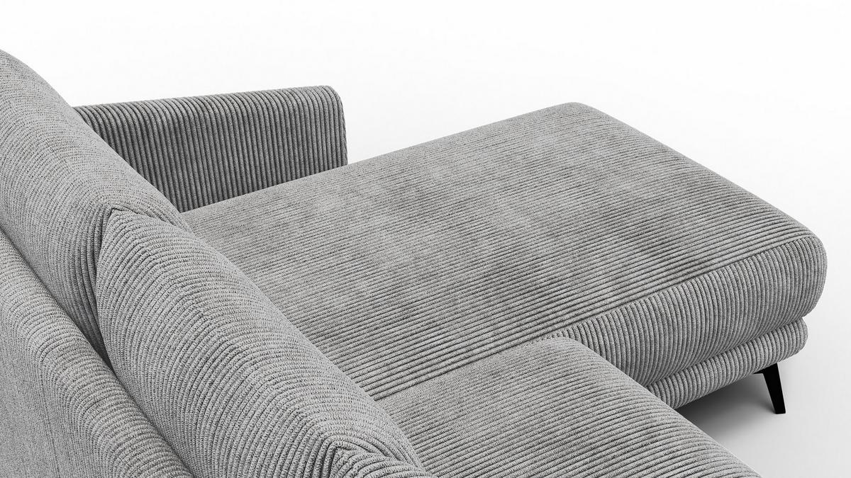 ECKSOFA VILT 3-Sitzer, hellgrau - Hellgrau/Schwarz, Holzwerkstoff/Textil (221/156cm) - Wozimo