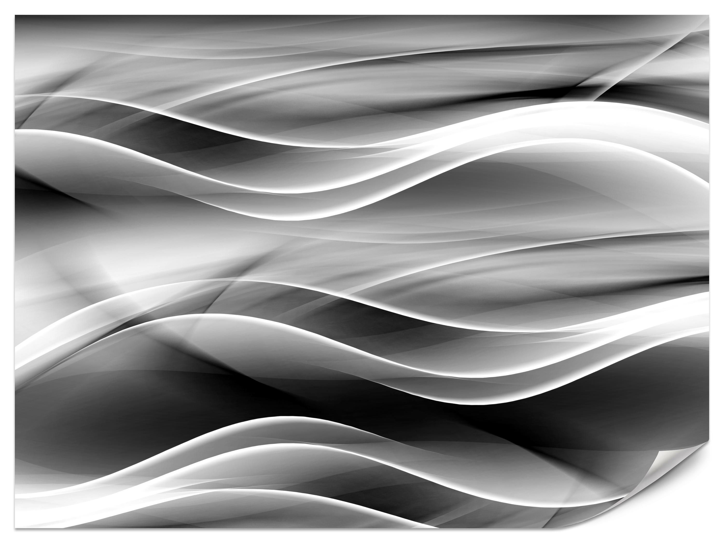 FOTOTAPETE für Badezimmer Abstrakte Monochrom Wellen Modern 400x280 - Schwarz/Weiß, Papier (400/280cm) - Muralo