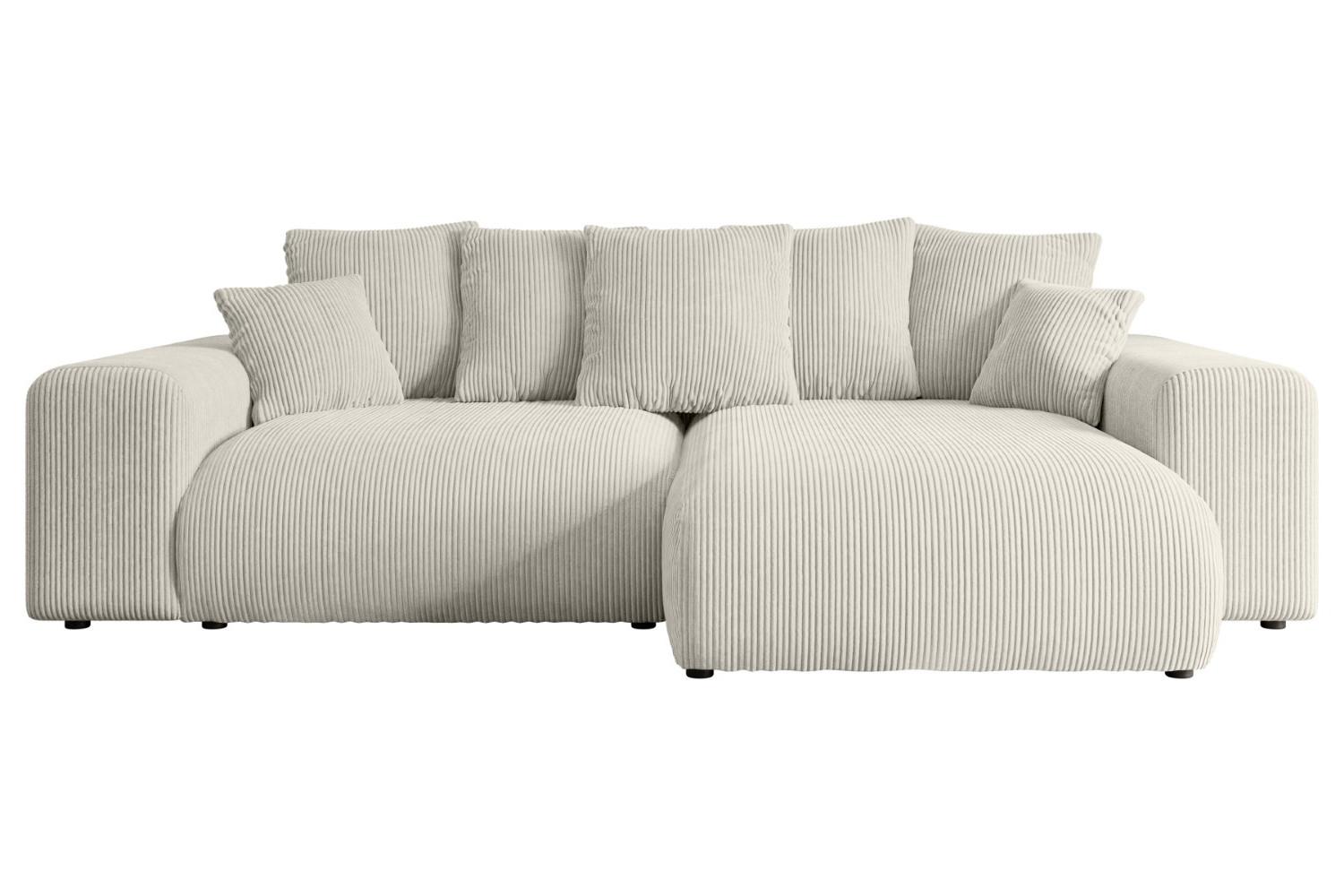 ECKSOFA Ottomane rechts ESKAR-L 266x176x72 Creme Cord - Ecru/Creme, Holzwerkstoff/Kunststoff (176/266cm) - ALTDECOR