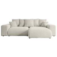 ECKSOFA Ottomane rechts ESKAR-L 266x176x72 Creme Cord - Ecru/Creme, Holzwerkstoff/Kunststoff (176/266cm) - ALTDECOR