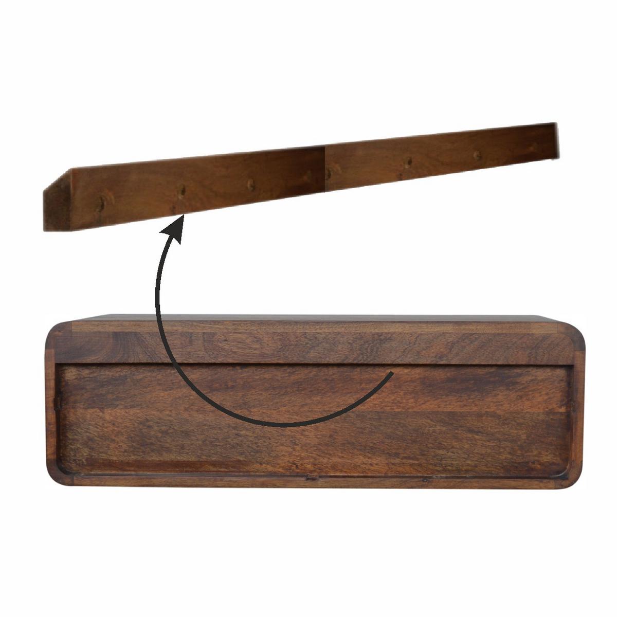 KONSOLENTISCH mit 2 Schubladen, 1 Offener Stauraum, Wandmontiert, Braun - Messingfarben/Braun, Holz/Metall (80/25/32cm) - Artisan Furniture