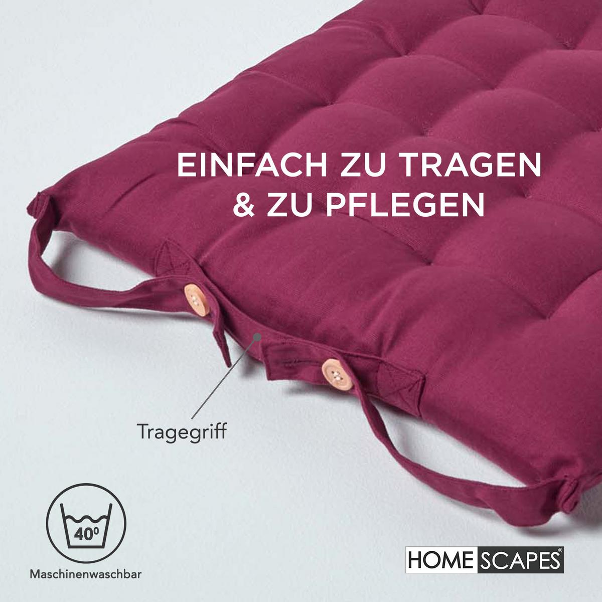 STUHLKISSEN 4er-Set weinrot 40/40/6,5 cm - Weinrot, Textil (40/40/6.5cm) - Homescapes