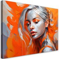 WANDBILD weiblicher glamour orange - Orange, Textil (60/40cm) - Feeby