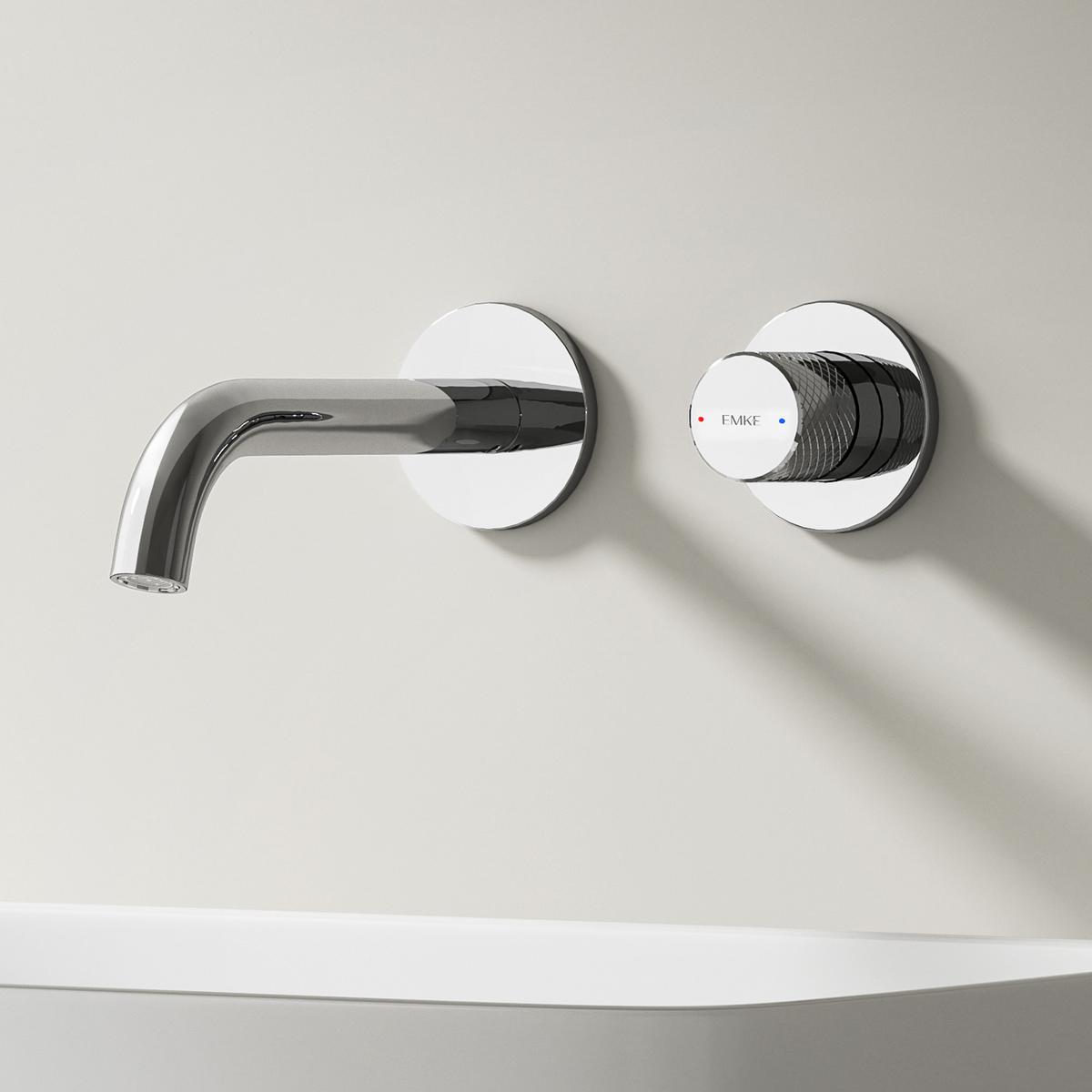 WASCHTISCHARMATUR Unterputz Chrom 28,1/14/6,5 cm - Chromfarben, Metall (14/28.1/6.5cm) - EMKE