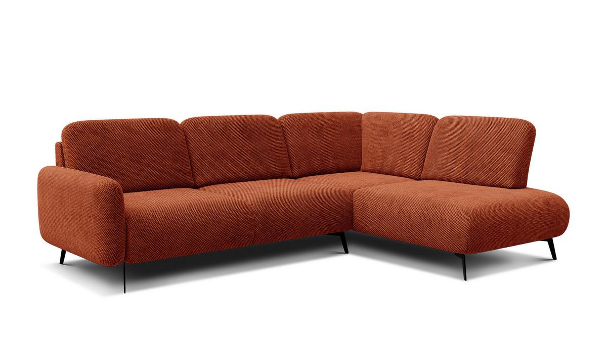 ECKSOFA FEBE 5-Sitzer rechts, dunkelorange - Dunkelorange/Schwarz, Holz/Textil (271/190cm) - Wozimo