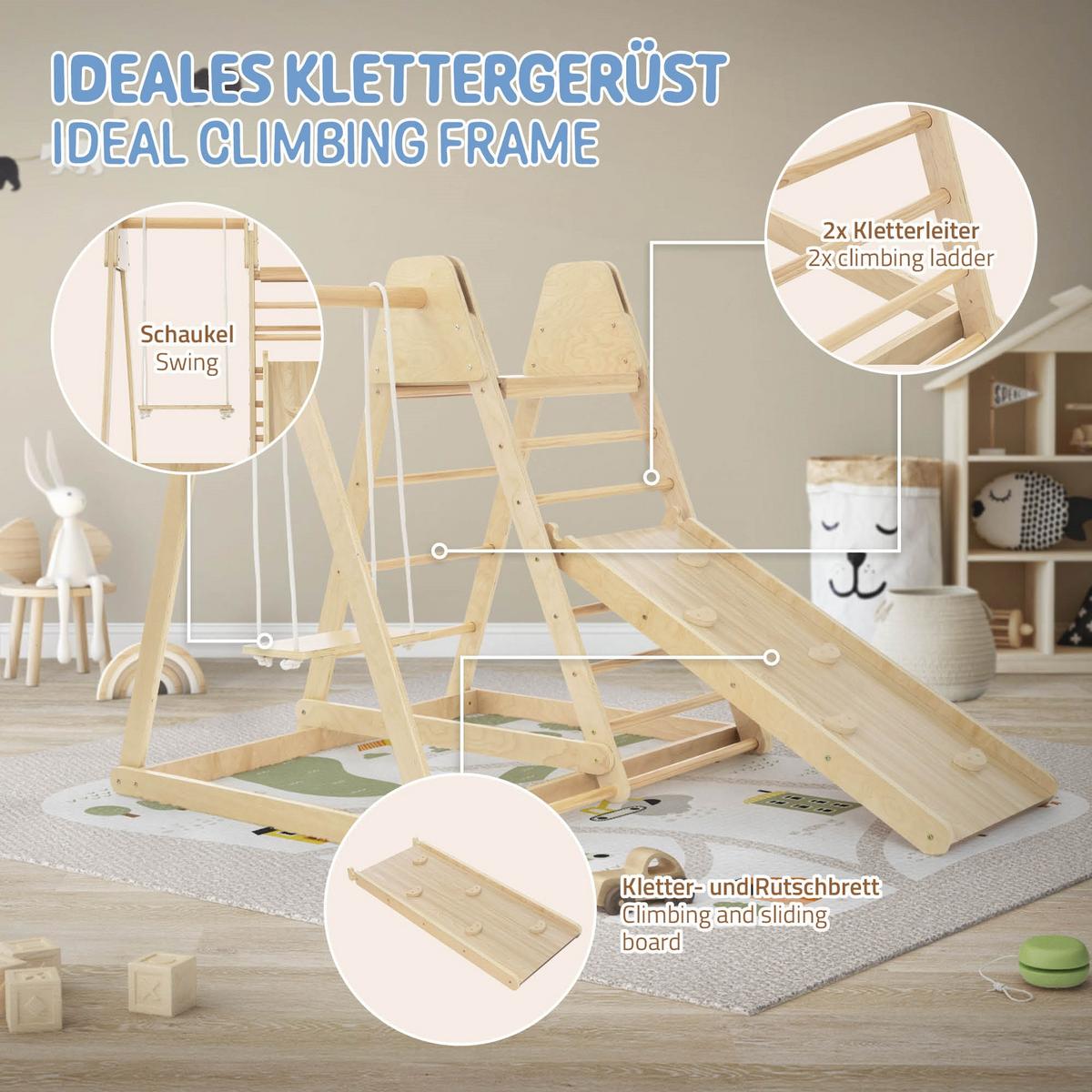 KLETTERGERÜST - Naturfarben, Holzwerkstoff (112/121cm) - Joyz