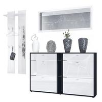 GARDEROBE Orlando Weiß Hochglanz - Weiß Hochglanz, Holzwerkstoff (215/210/28cm) - Vladon