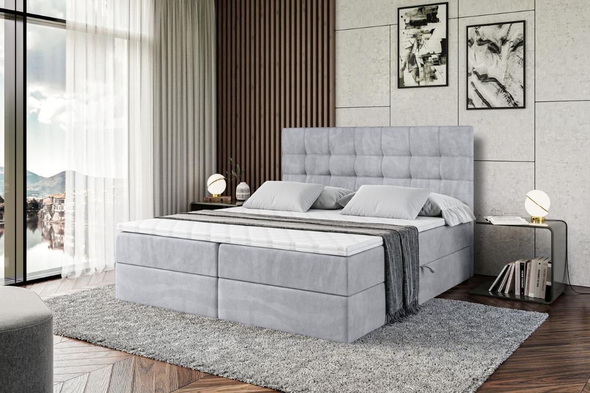 BOXBETT mit H3-Matratze und Lattenrost - BERO - 140x200 Hellgrau - Hellgrau, Holzwerkstoff (140/200cm) - ALTDECOR