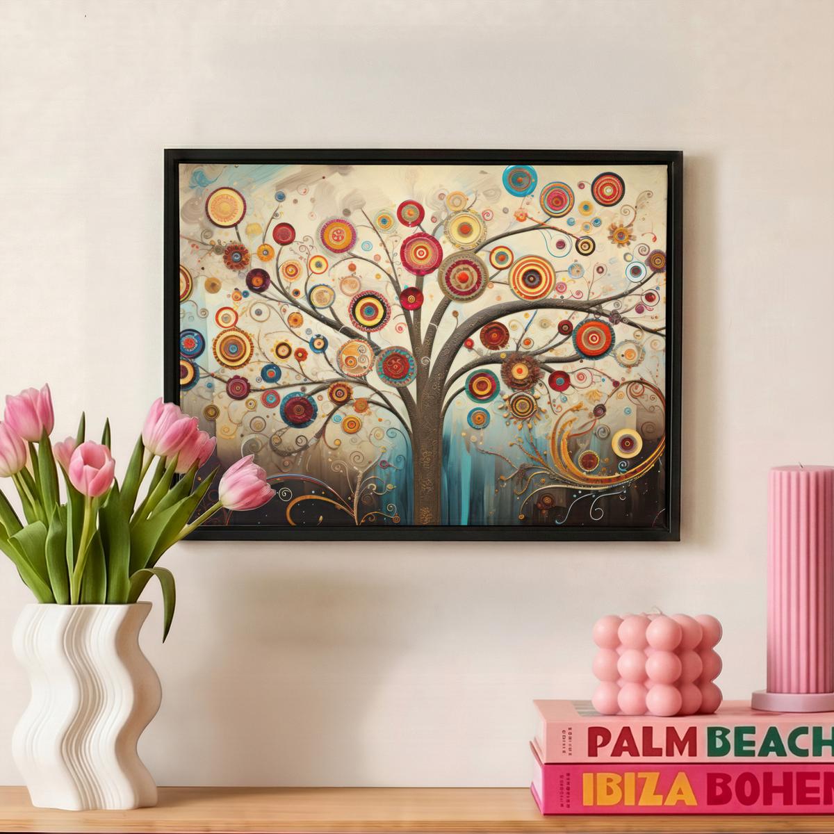 LEINWAND Bilder mit Rahmen - Baum - Baum des Lebens - Farbe - 40x30 - Braun, Textil (40/30cm) - MuchoWow