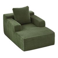CHAISELONGUE Modernes Cord-Sofa Relaxsessel ohne Montage - Grün, Textil (81/50/117cm) - Urban Meuble