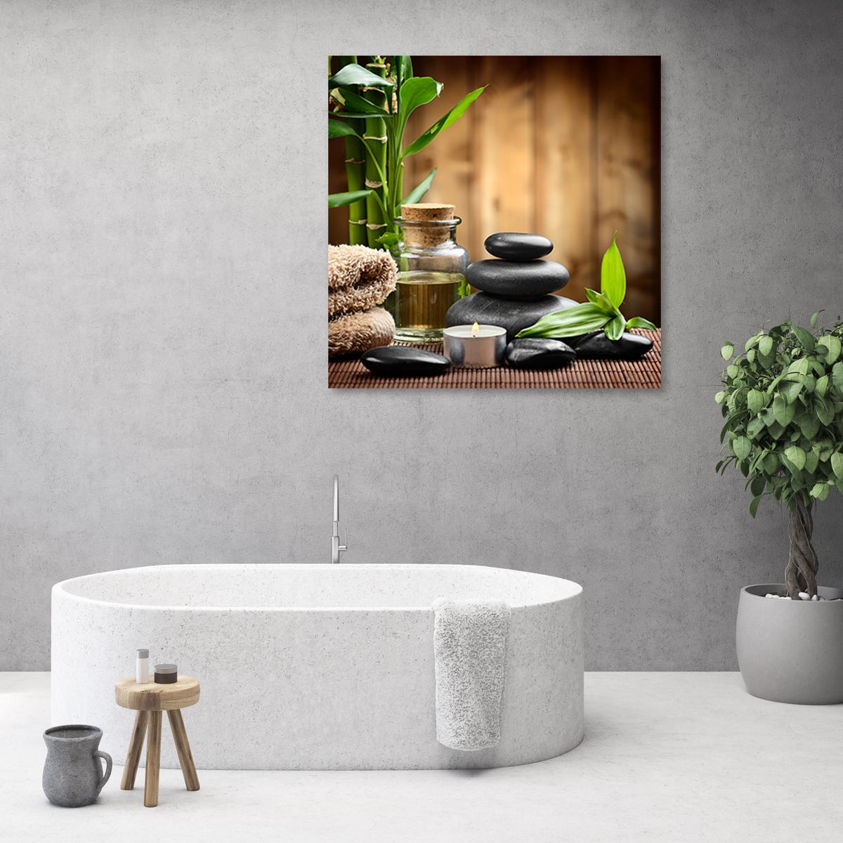 WANDBILD bambus orchidee blumen zen - Grün, Textil (40/40cm) - Feeby