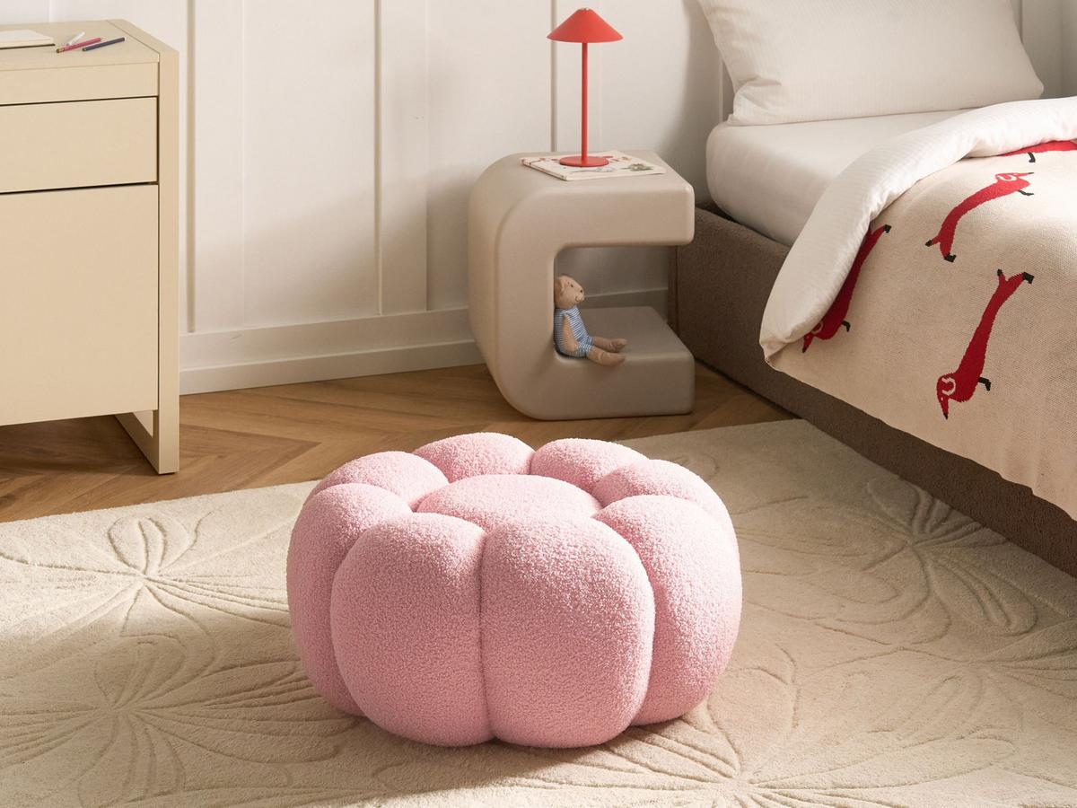 POUF Bouclé Rosa Beaufort - Pink, Textil (60/27/60cm) - Beliani