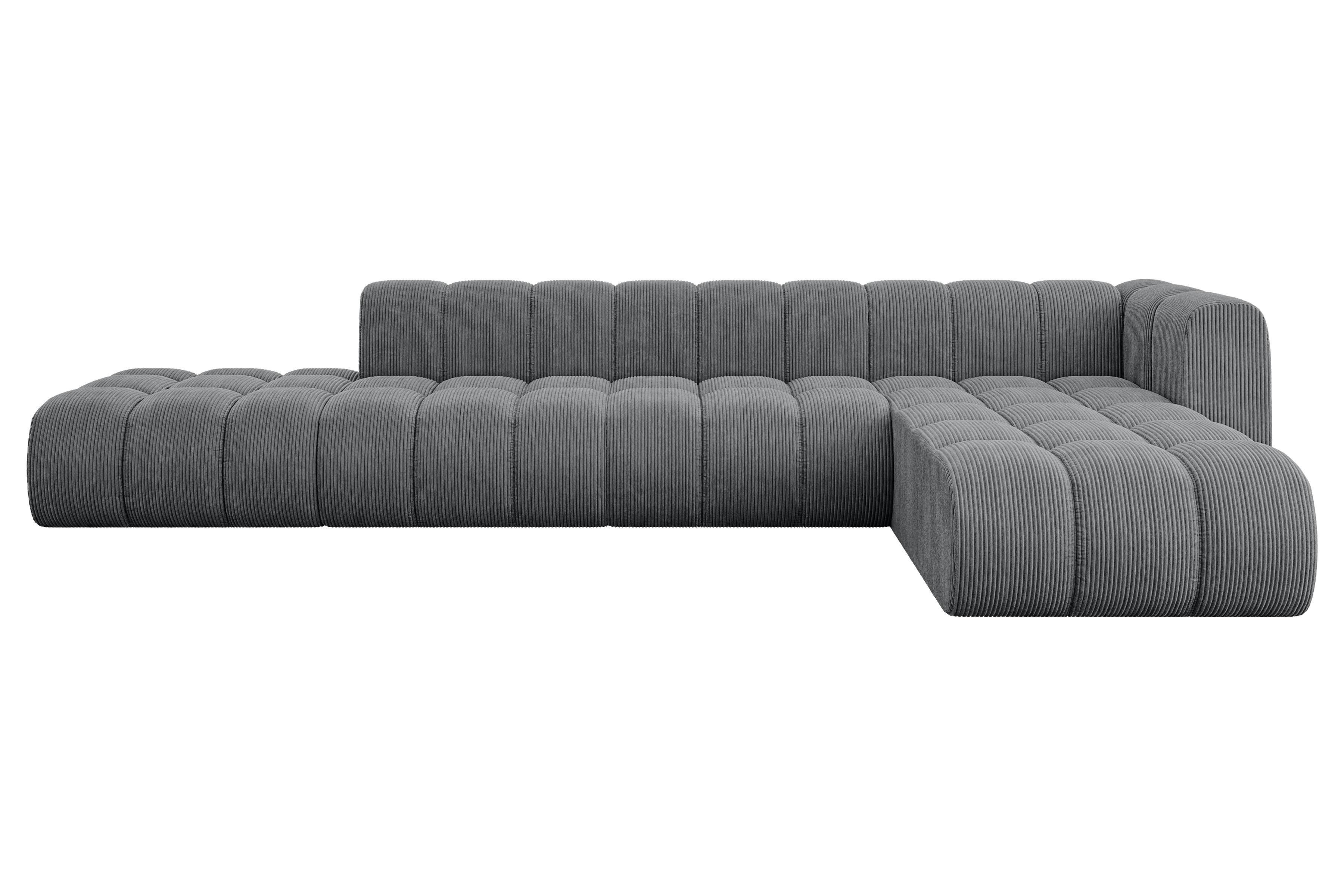 ECKSOFA modulares Sofa Zuvon-L2 - 387x177x70 cm Dunkelgrau - Dunkelgrau, Holzwerkstoff/Textil (387/177cm) - ALTDECOR
