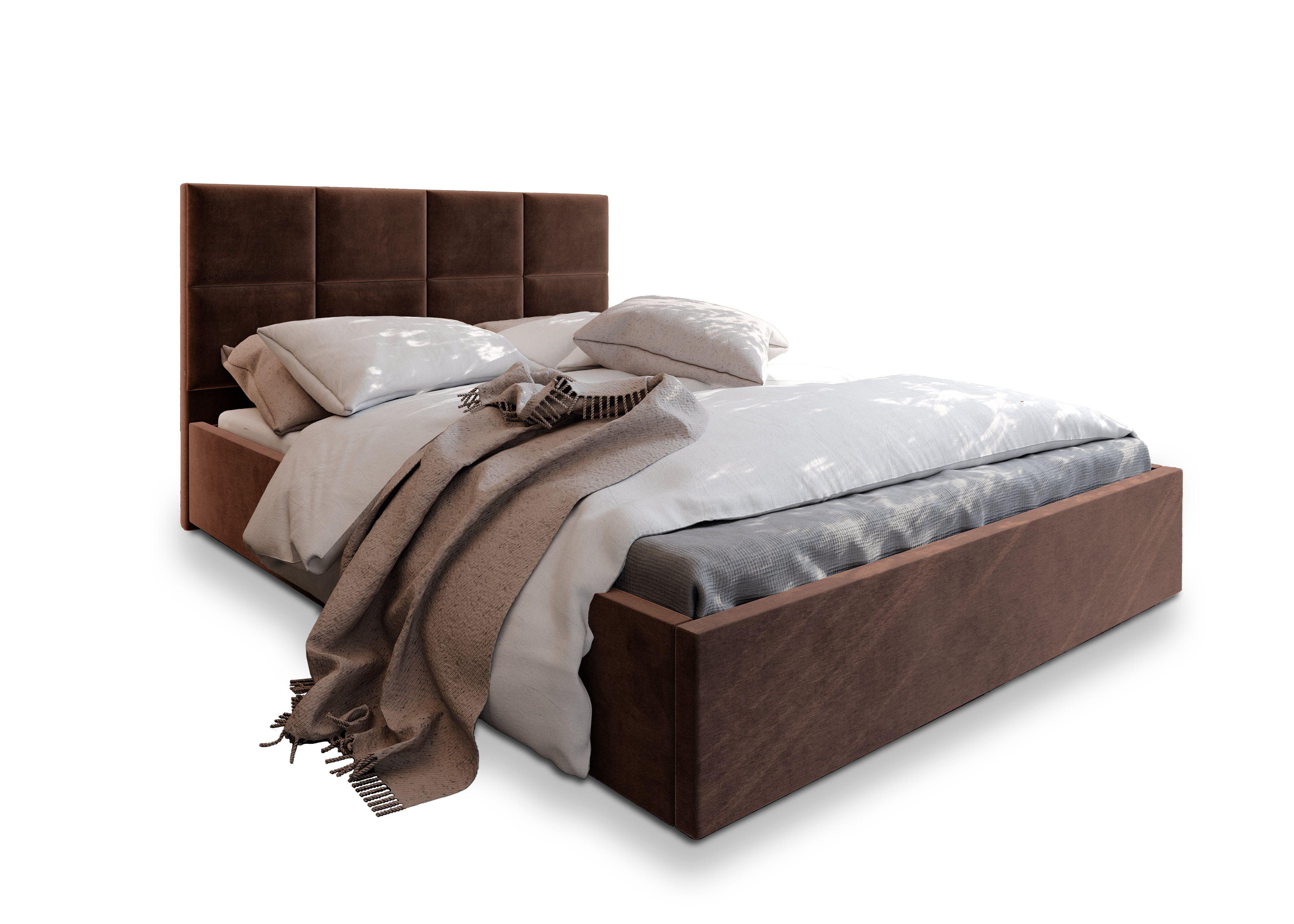 POLSTERBETT LIMENA 120x200 cm mit Bettkästen - Braun - Braun, Holz/Textil - MASSENO