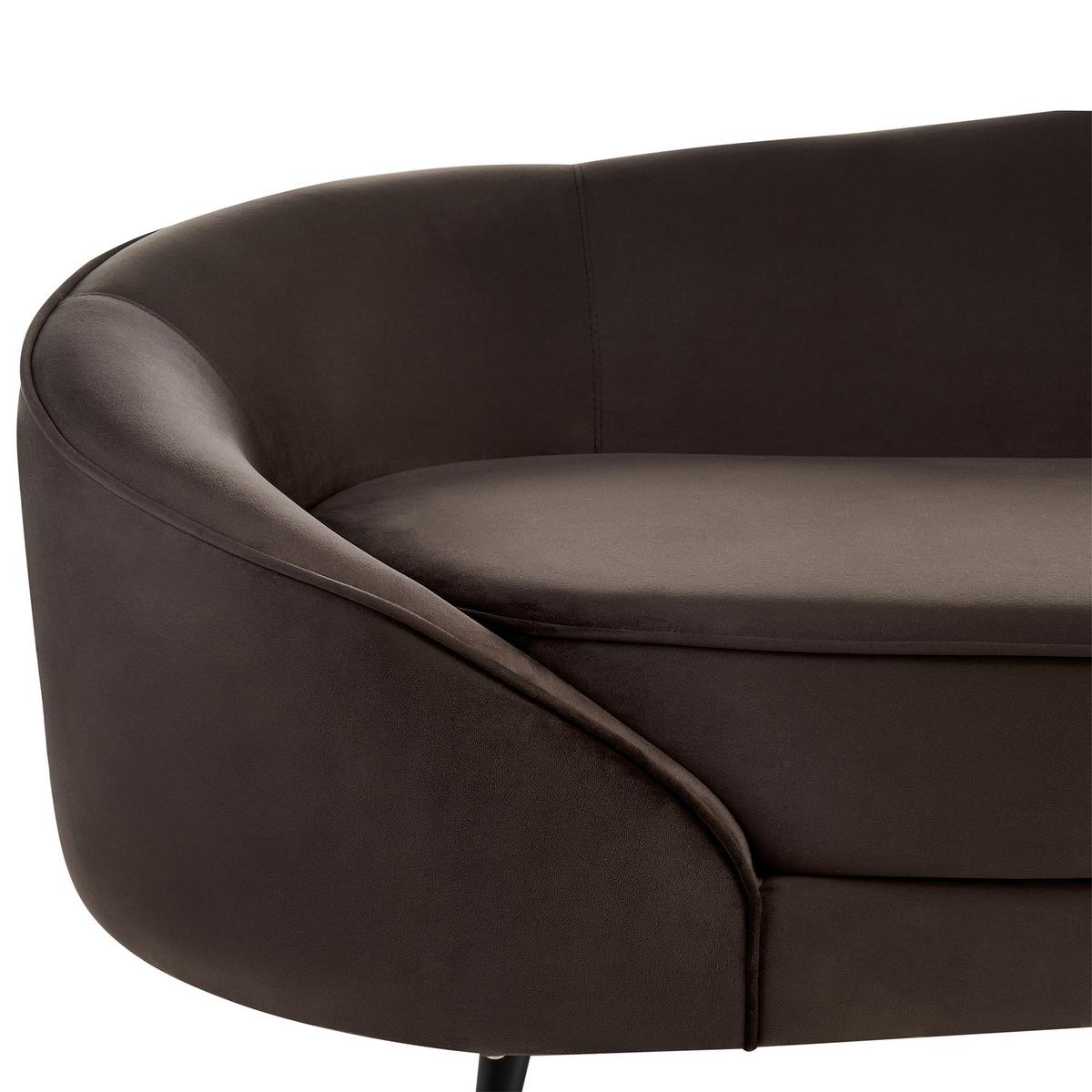 2-SITZER-SOFA Samtstoff Dunkelbraun Savar - Dunkelbraun/Schwarz, Textil (183/75/85cm) - Beliani