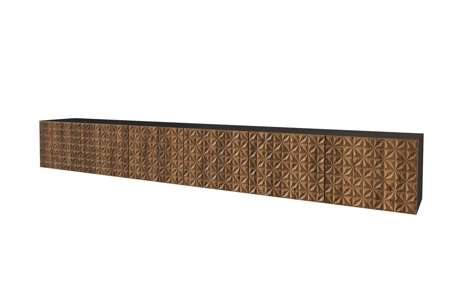 LOWBOARD VIRA-W 3x100x40x40 cm - Schwarz / Katania - Eiche Wotan, Holzwerkstoff (300/40/40cm) - ALTDECOR