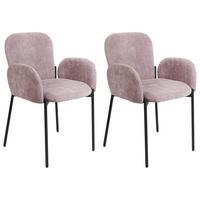 ESSZIMMERSTUHL 2er-Set Stoff Rosa Albee - Pink/Schwarz, Textil (52/81/47cm) - Beliani