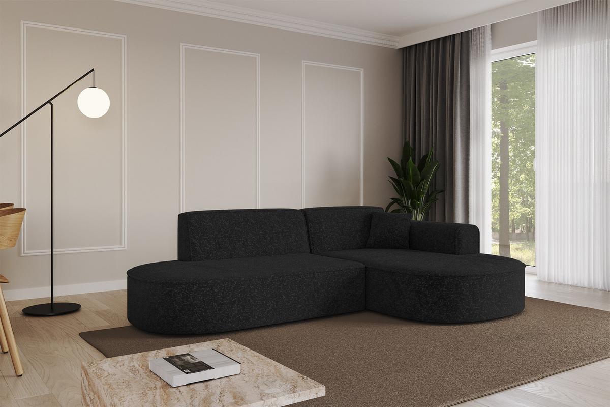 ECKSOFA Ottomane Rechts MARI-L1 - 243x171x79 cm Schwarz Tissu - Schwarz, Holzwerkstoff/Kunststoff (171/243cm) - ALTDECOR