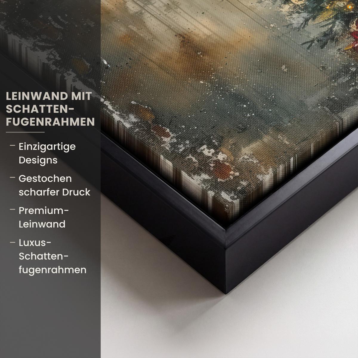 LEINWAND Bilder mit Rahmen - Weihnachtsbaum - Vintage - Weihnachten - Geschenk - 30x20 - Rostfarben, Textil (30/20cm) - MuchoWow