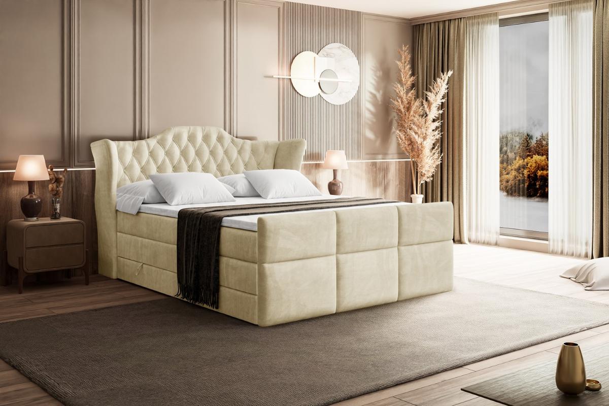 BOXSPRINGBETT VILA KING - 180x200 - H3/H4 - Beige - Beige, Holzwerkstoff (180/200cm) - ALTDECOR