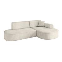 ECKSOFA Ottomane Rechts MARI-L1 - 243x171x79 cm Ecru Velours - Ecru/Schwarz, Holzwerkstoff/Kunststoff (171/243cm) - ALTDECOR