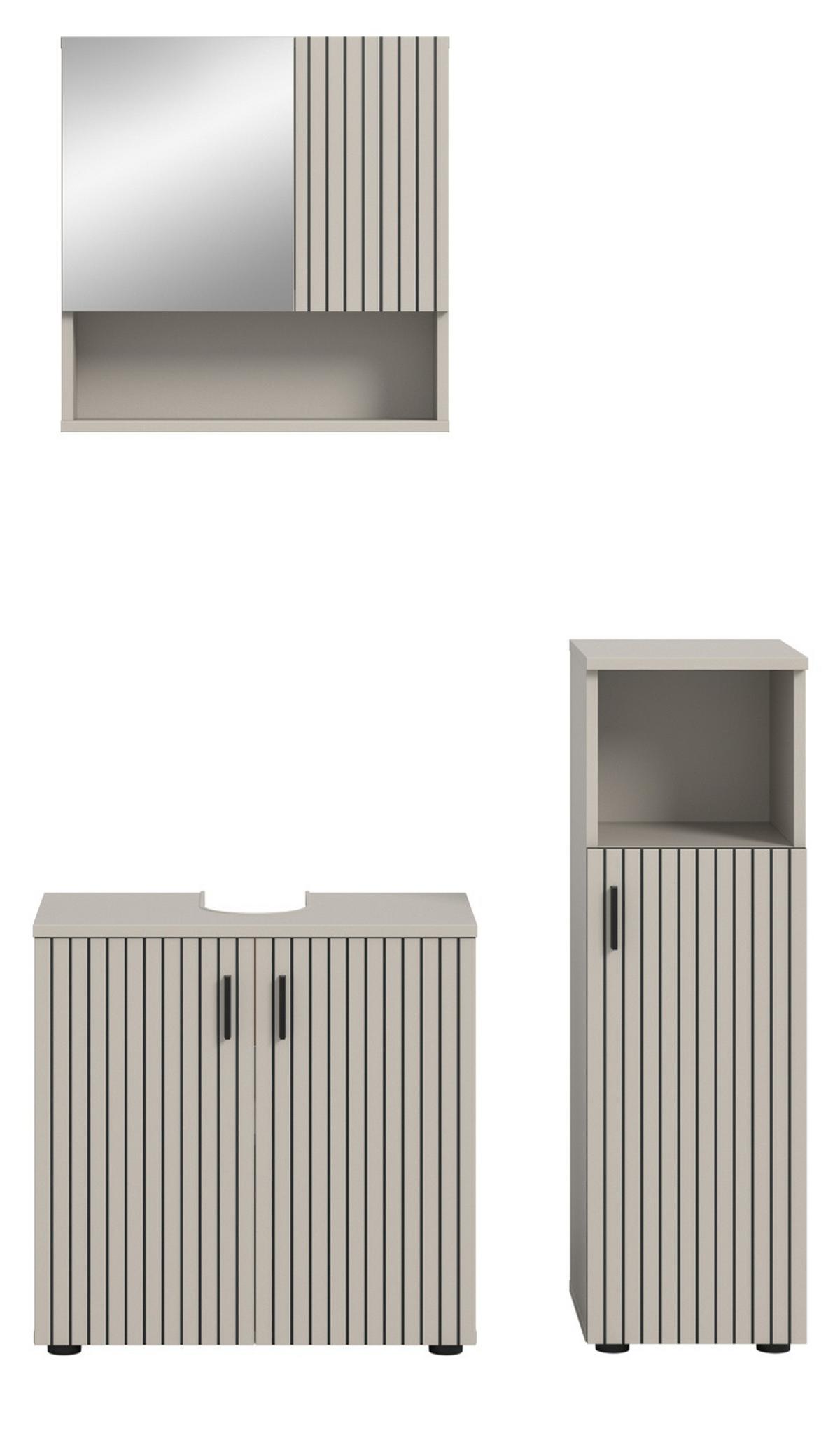 BADMÖBEL-SET Kaschmir 3-teilig 105 cm, Badkombination in modernem Design - Kaschmir/Schwarz, Glas/Holzwerkstoff (105/180/30cm) - Inn.Furn