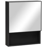 SPIEGELSCHRANK mit Spiegeltür, 2 Innenböden, Edelstahl, Glas, Schwarz - Schwarz, Glas (46/58/14cm) - Kleankin