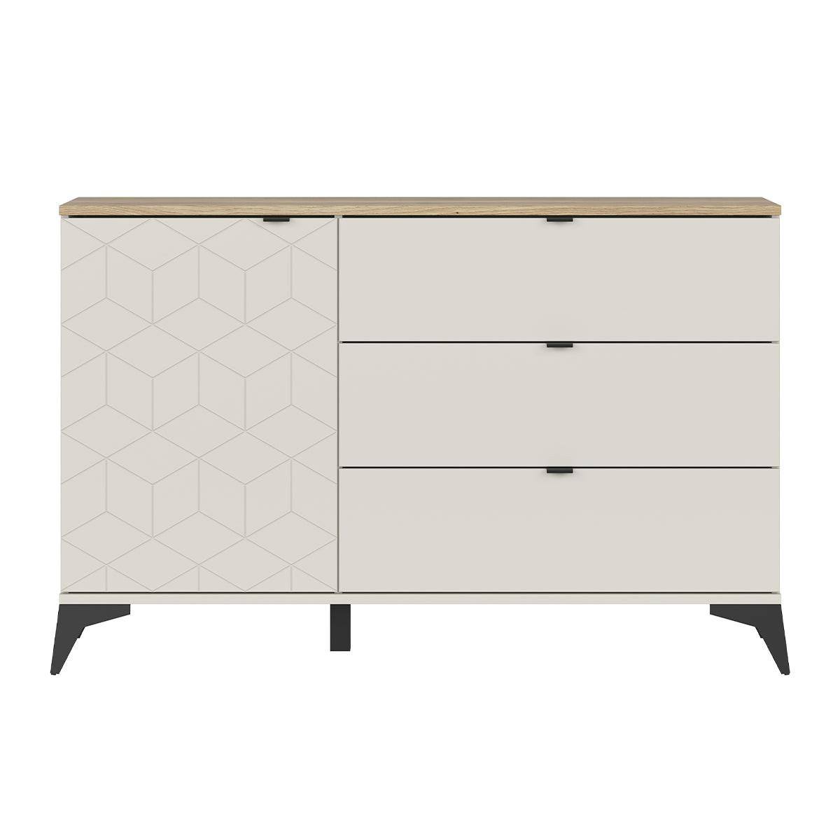 KOMMODE Naya Kaschmir - Holz nach Mauvella-Art - Beige, Holzwerkstoff (138/89.6/41.6cm) - Petits-meubles