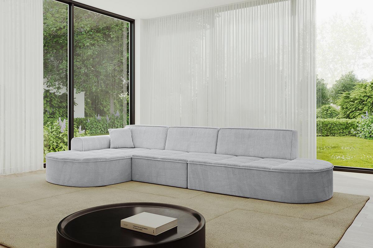ECKSOFA Ottomane Links TARO-L2 - 328x171x79,5 cm Grau - Grau, Holzwerkstoff/Textil (328/171cm) - ALTDECOR