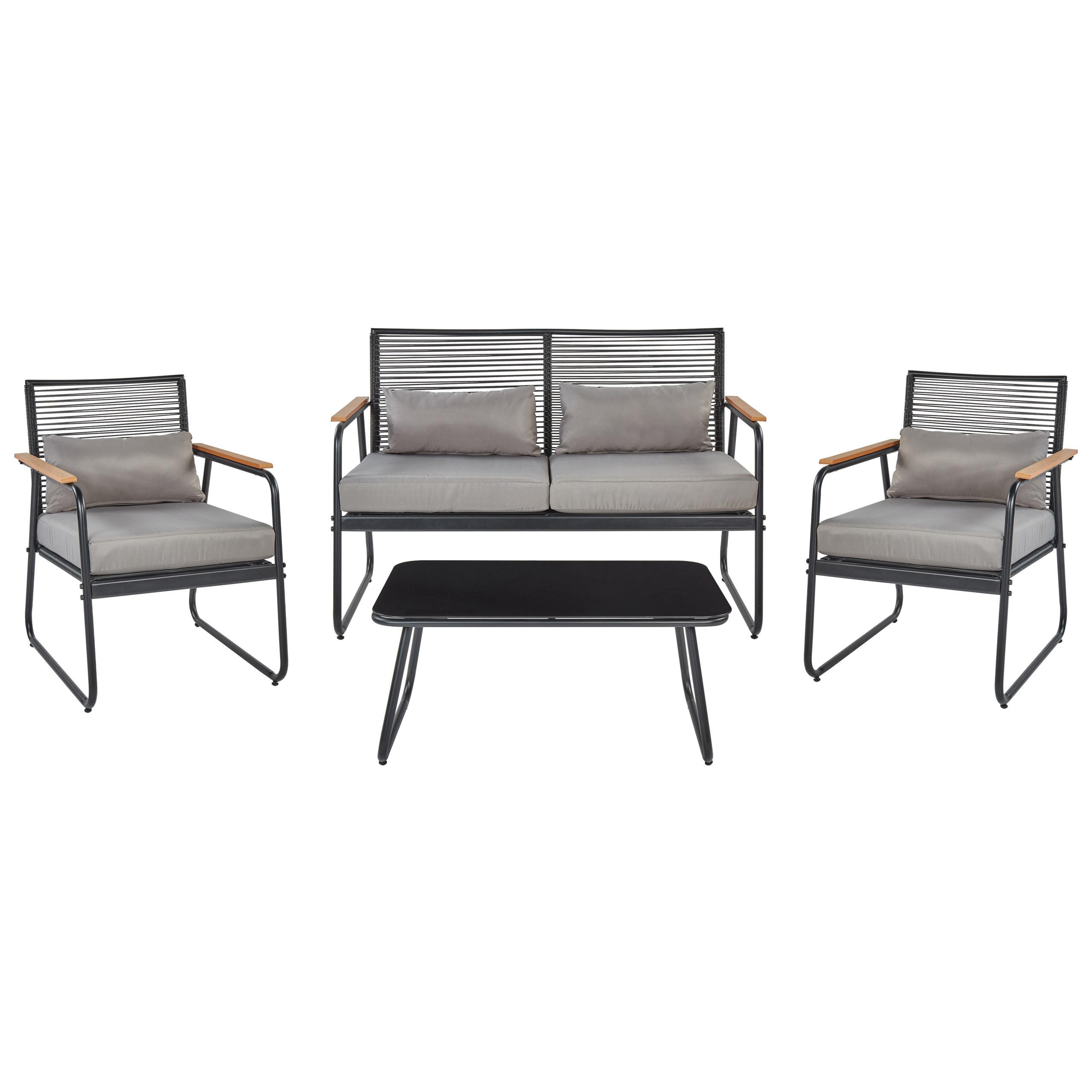 LOUNGE SET 4-Sitzer Metal schwarz Pomonte - Schwarz/Grau, Metall - Beliani